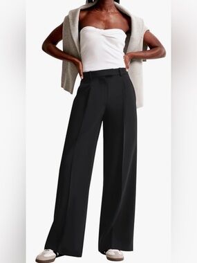 Wide-Leg Black Dress Pants for Women